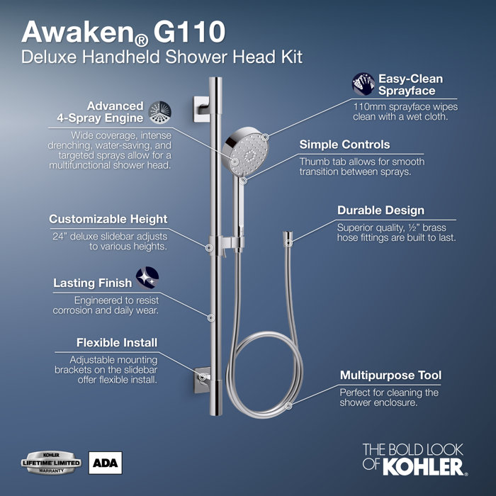Kohler Statement WallMount Handshower Holder With Supply Elbow And